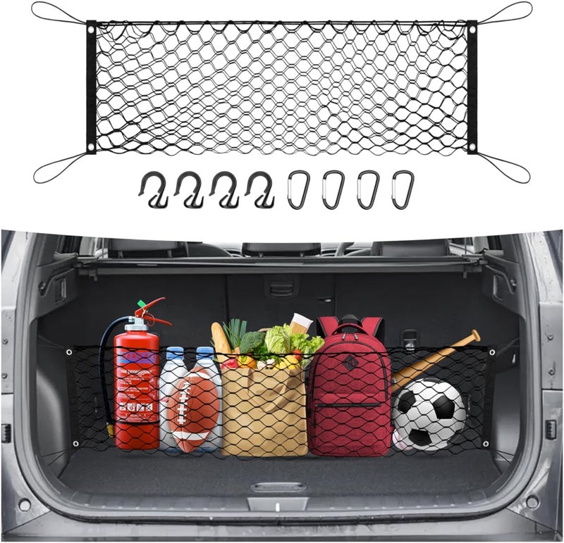 Canvcle Trunk Cargo Net for 2022-2025 2026 Hyundai Tucson Accessories Envelope Style Mesh Trunk Net Organizer and Storage Stretchable Adjustable Elastic Nylon Rear Cargo Netting with Hooks - Image 1